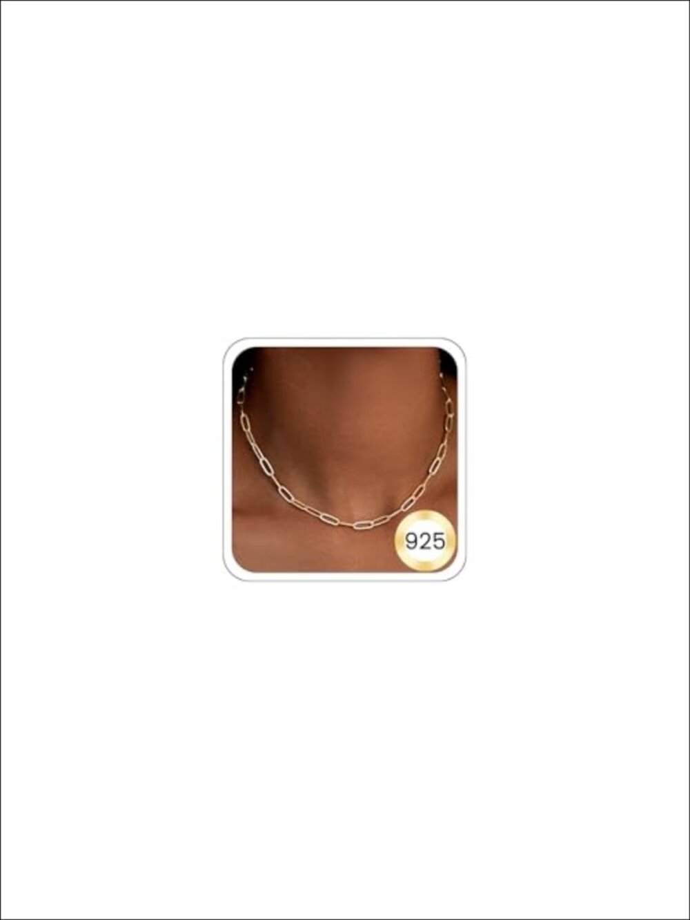 Paperclip Necklace 925 Sterling Silver 14k Gold Plated Chain